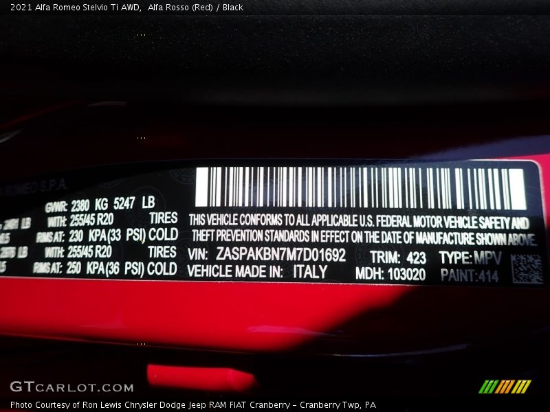 Alfa Rosso (Red) / Black 2021 Alfa Romeo Stelvio Ti AWD