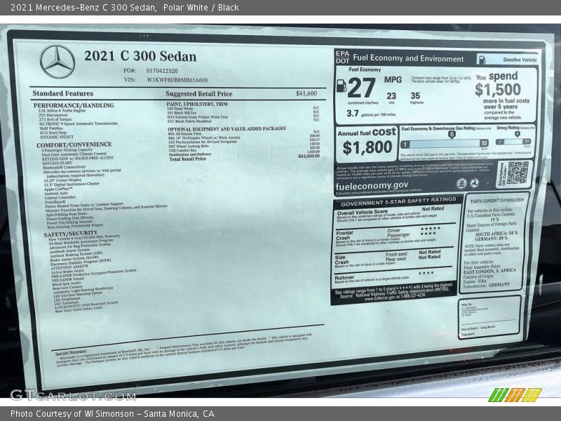 Polar White / Black 2021 Mercedes-Benz C 300 Sedan