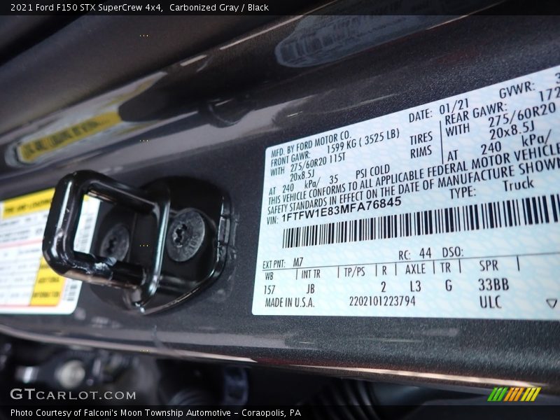 2021 F150 STX SuperCrew 4x4 Carbonized Gray Color Code M7