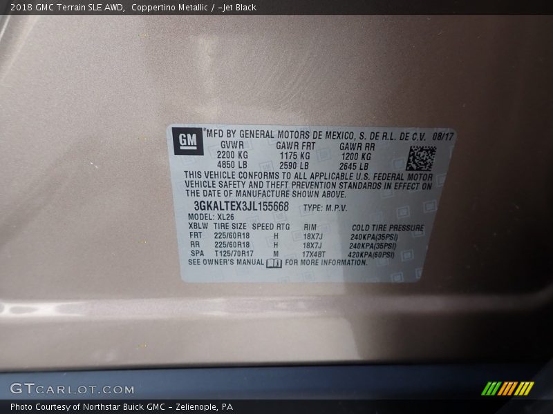 Coppertino Metallic / ­Jet Black 2018 GMC Terrain SLE AWD