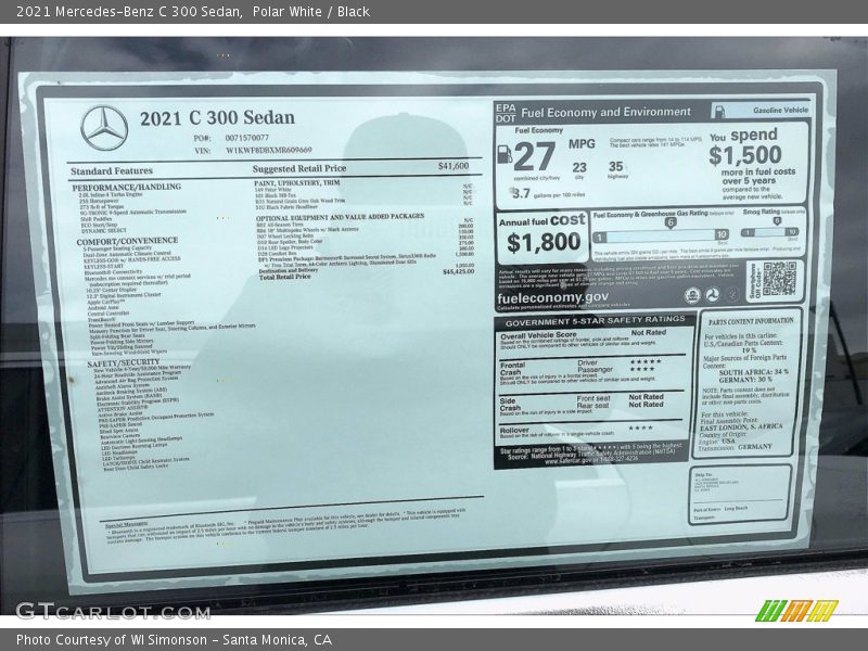Polar White / Black 2021 Mercedes-Benz C 300 Sedan