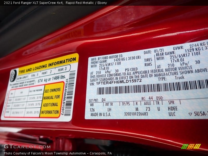Rapid Red Metallic / Ebony 2021 Ford Ranger XLT SuperCrew 4x4