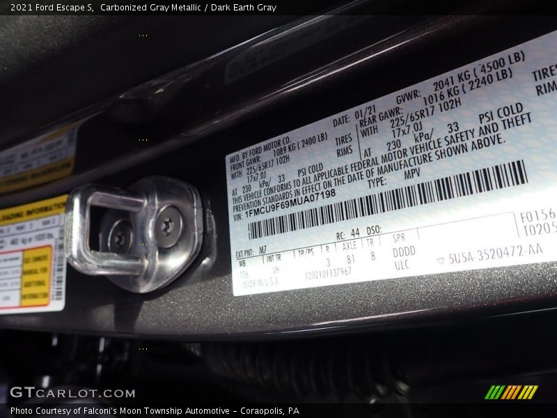 2021 Escape S Carbonized Gray Metallic Color Code M7