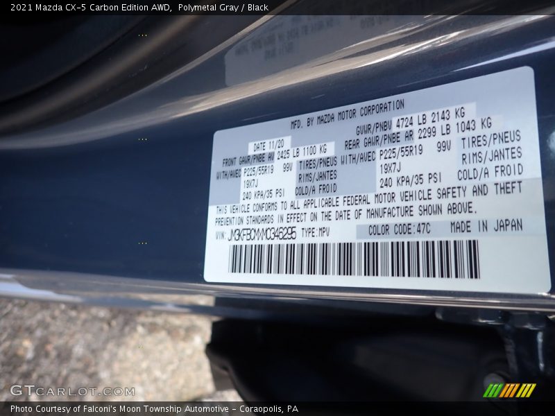 Polymetal Gray / Black 2021 Mazda CX-5 Carbon Edition AWD