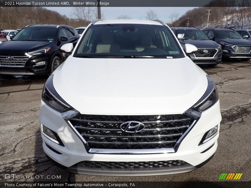 Winter White / Beige 2021 Hyundai Tucson Limited AWD