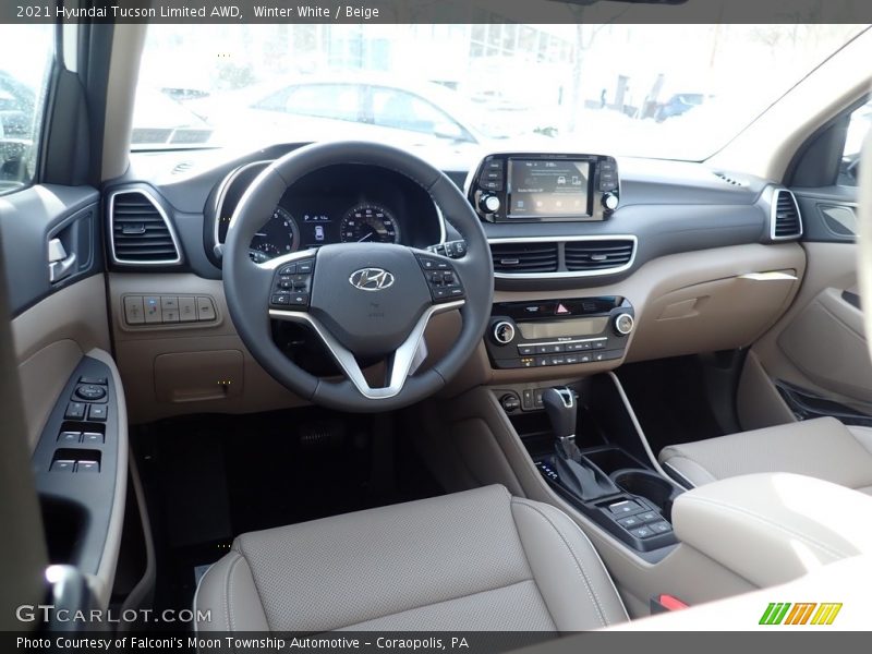 Winter White / Beige 2021 Hyundai Tucson Limited AWD