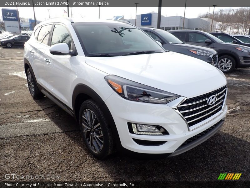 Winter White / Beige 2021 Hyundai Tucson Limited AWD