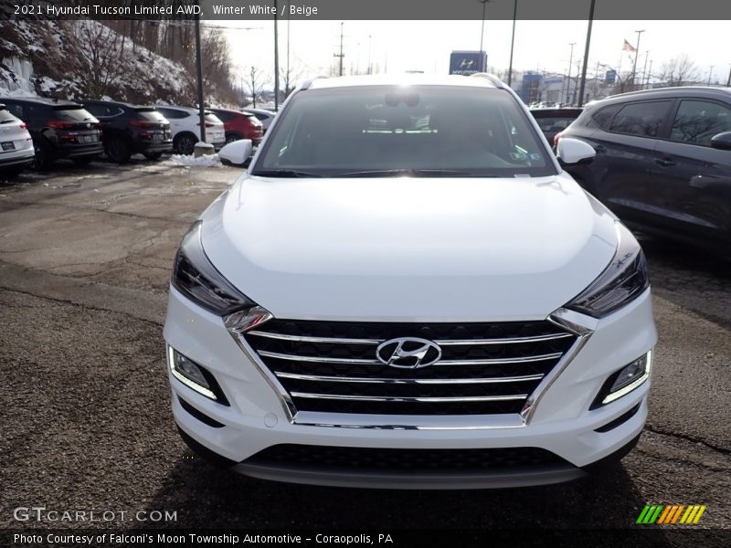 Winter White / Beige 2021 Hyundai Tucson Limited AWD