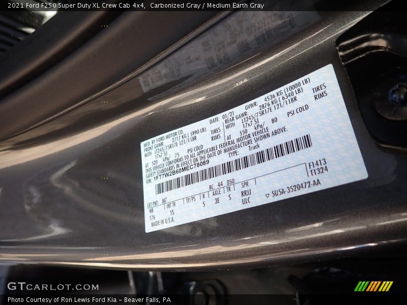 Carbonized Gray / Medium Earth Gray 2021 Ford F250 Super Duty XL Crew Cab 4x4