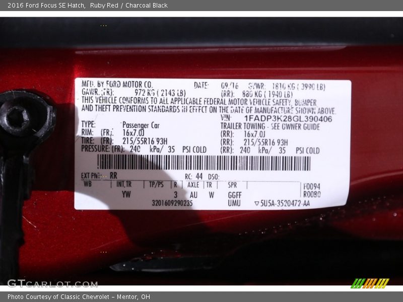 Ruby Red / Charcoal Black 2016 Ford Focus SE Hatch