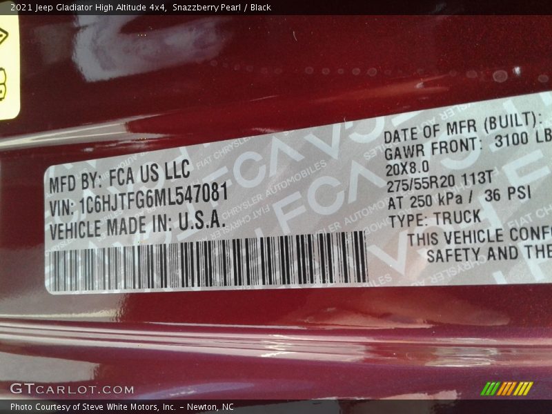 Snazzberry Pearl / Black 2021 Jeep Gladiator High Altitude 4x4