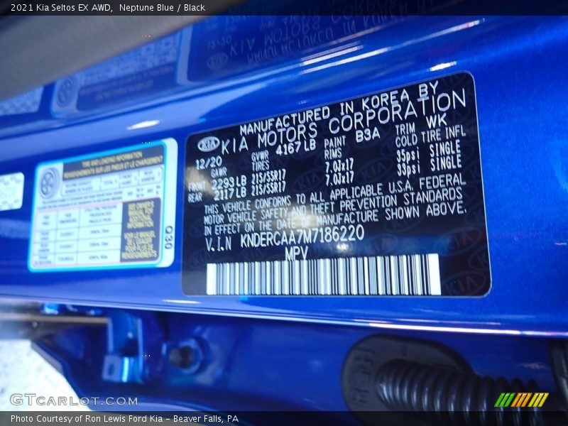 Neptune Blue / Black 2021 Kia Seltos EX AWD