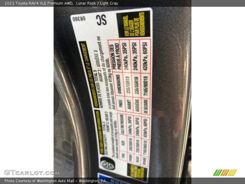 Lunar Rock / Light Gray 2021 Toyota RAV4 XLE Premium AWD
