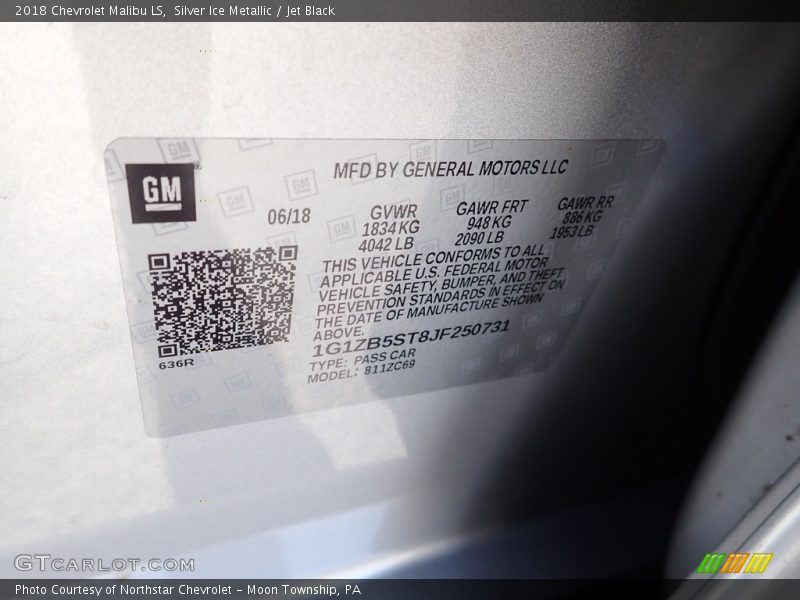 Silver Ice Metallic / Jet Black 2018 Chevrolet Malibu LS