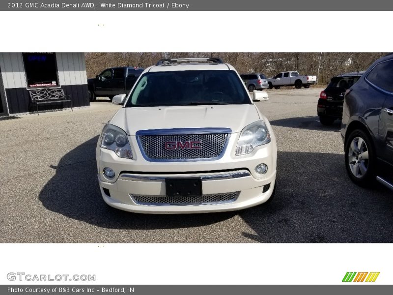 White Diamond Tricoat / Ebony 2012 GMC Acadia Denali AWD