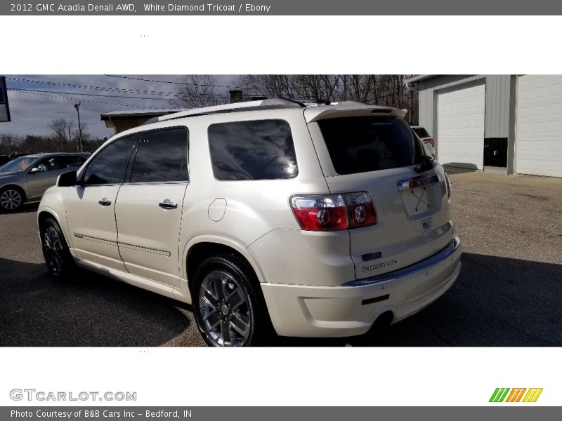 White Diamond Tricoat / Ebony 2012 GMC Acadia Denali AWD