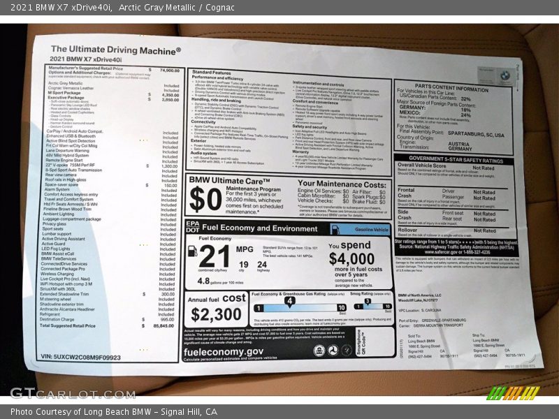 Arctic Gray Metallic / Cognac 2021 BMW X7 xDrive40i