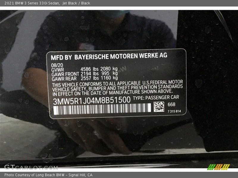 Jet Black / Black 2021 BMW 3 Series 330i Sedan