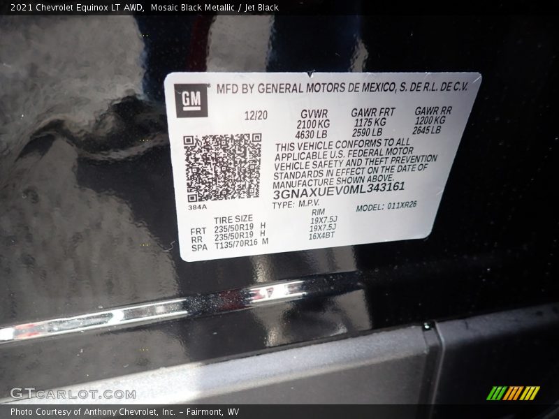Mosaic Black Metallic / Jet Black 2021 Chevrolet Equinox LT AWD