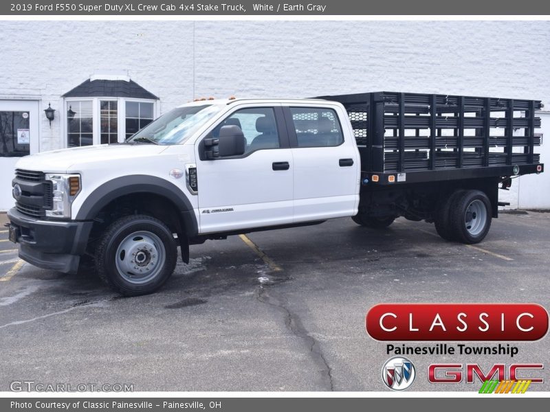White / Earth Gray 2019 Ford F550 Super Duty XL Crew Cab 4x4 Stake Truck