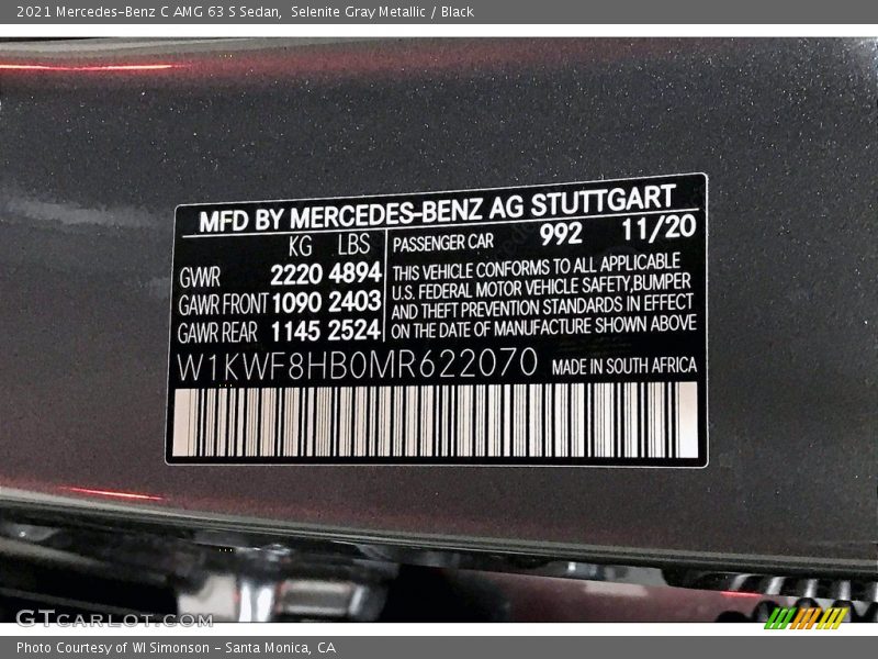 Selenite Gray Metallic / Black 2021 Mercedes-Benz C AMG 63 S Sedan