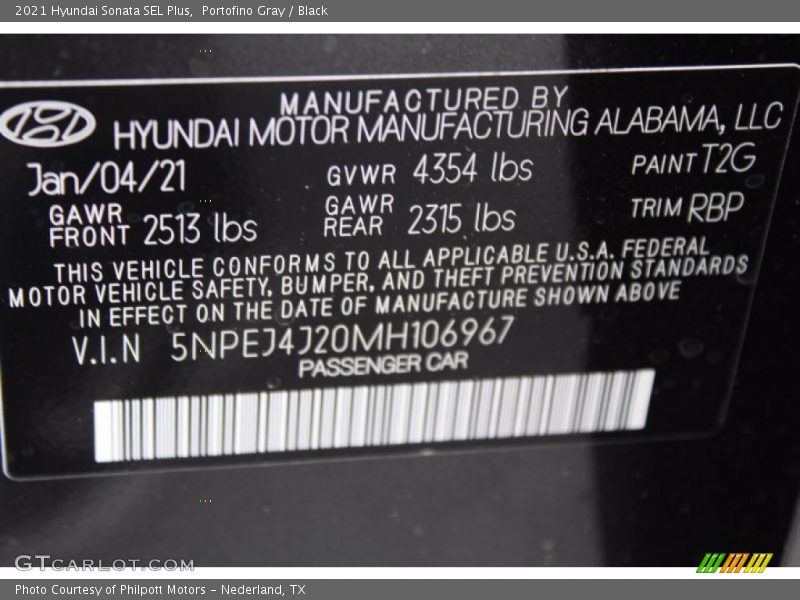 Portofino Gray / Black 2021 Hyundai Sonata SEL Plus