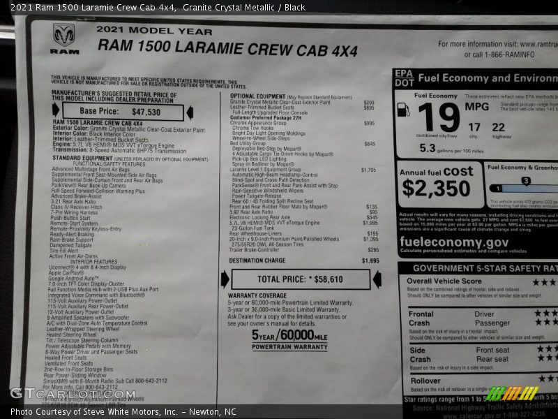 Granite Crystal Metallic / Black 2021 Ram 1500 Laramie Crew Cab 4x4