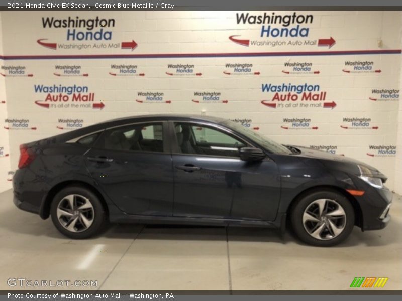 Cosmic Blue Metallic / Gray 2021 Honda Civic EX Sedan
