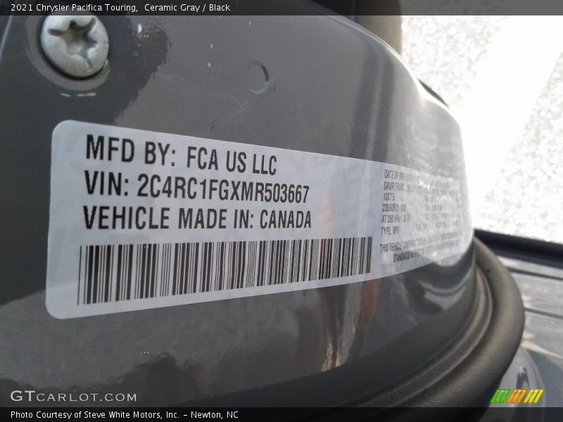 Ceramic Gray / Black 2021 Chrysler Pacifica Touring
