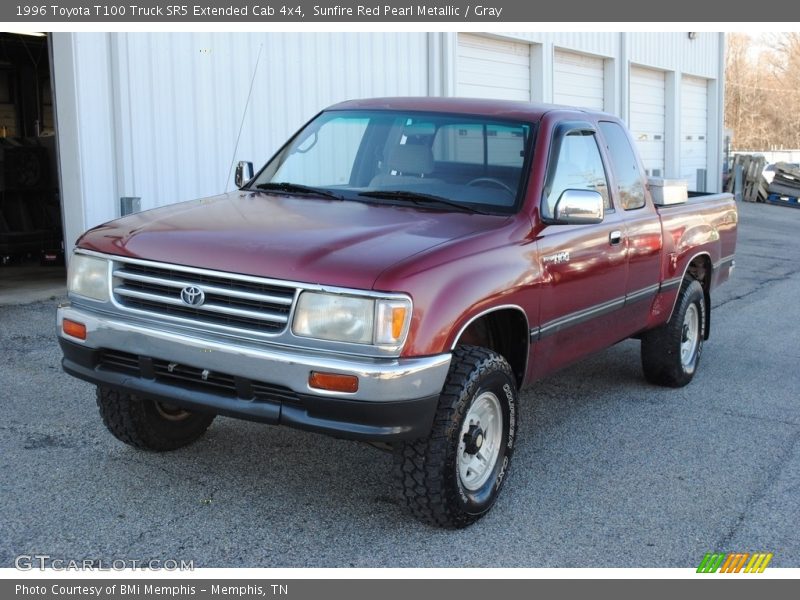 Sunfire Red Pearl Metallic / Gray 1996 Toyota T100 Truck SR5 Extended Cab 4x4