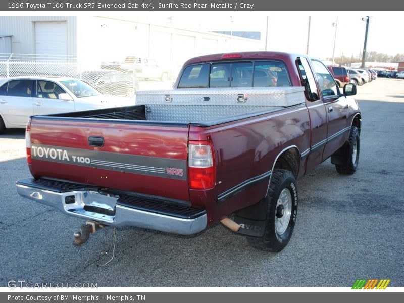 Sunfire Red Pearl Metallic / Gray 1996 Toyota T100 Truck SR5 Extended Cab 4x4