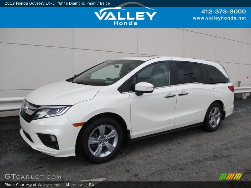 White Diamond Pearl / Beige 2019 Honda Odyssey EX-L