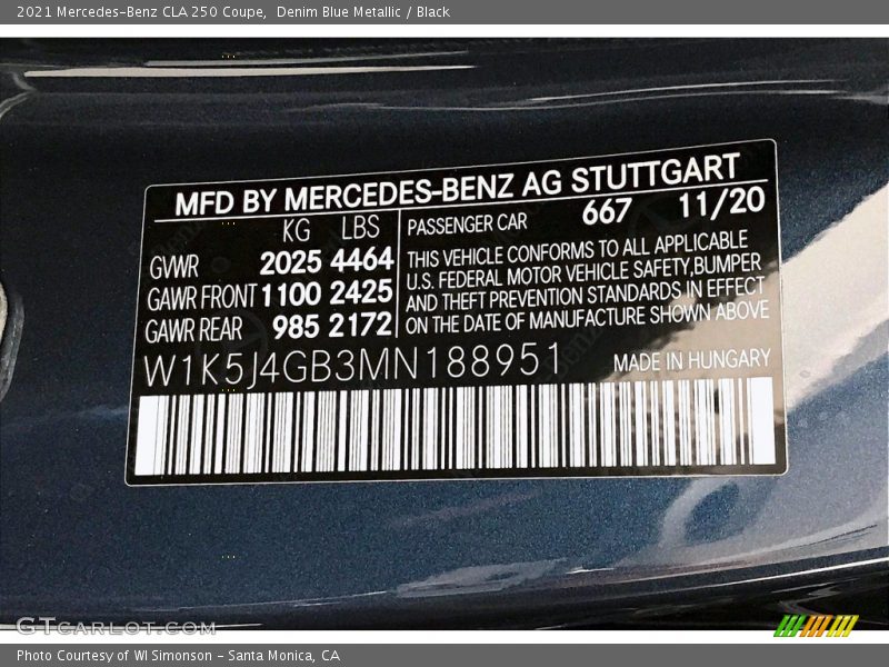 Denim Blue Metallic / Black 2021 Mercedes-Benz CLA 250 Coupe