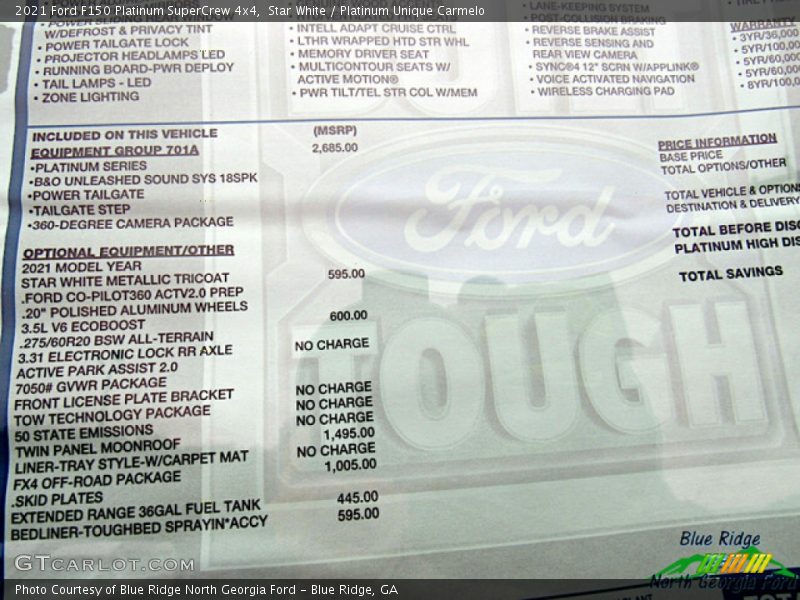 Star White / Platinum Unique Carmelo 2021 Ford F150 Platinum SuperCrew 4x4
