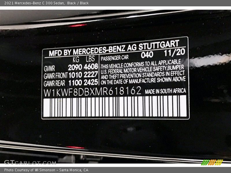 Black / Black 2021 Mercedes-Benz C 300 Sedan