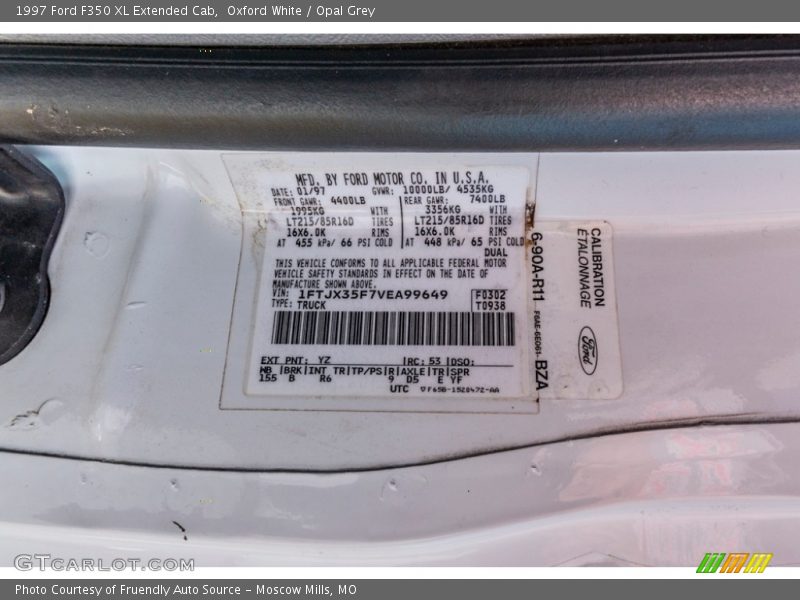 Oxford White / Opal Grey 1997 Ford F350 XL Extended Cab