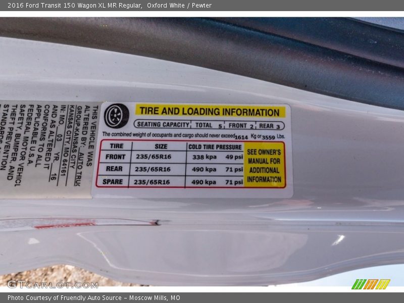 Oxford White / Pewter 2016 Ford Transit 150 Wagon XL MR Regular