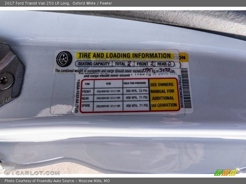 Oxford White / Pewter 2017 Ford Transit Van 250 LR Long