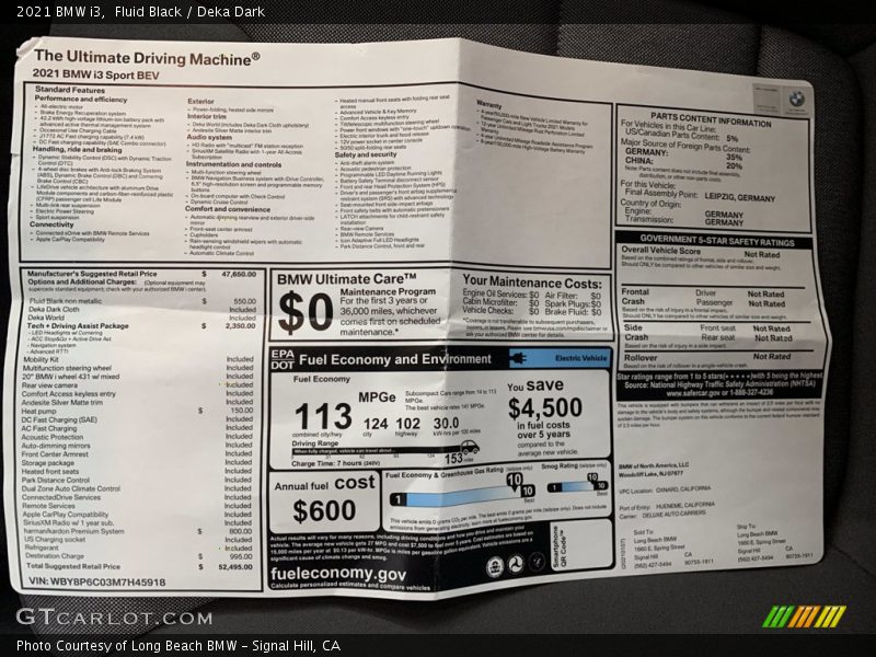Fluid Black / Deka Dark 2021 BMW i3