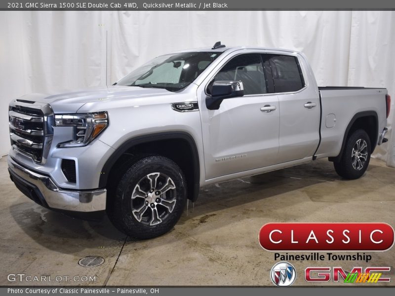 Quicksilver Metallic / Jet Black 2021 GMC Sierra 1500 SLE Double Cab 4WD