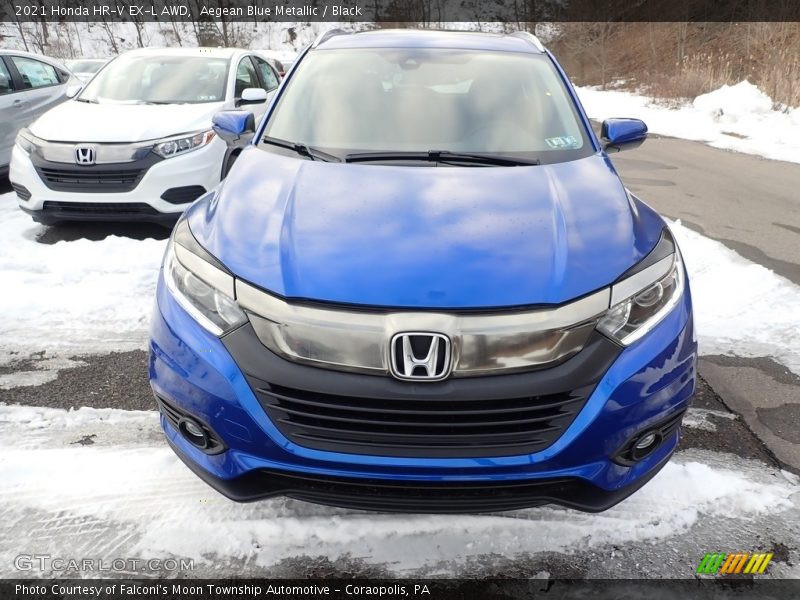 Aegean Blue Metallic / Black 2021 Honda HR-V EX-L AWD