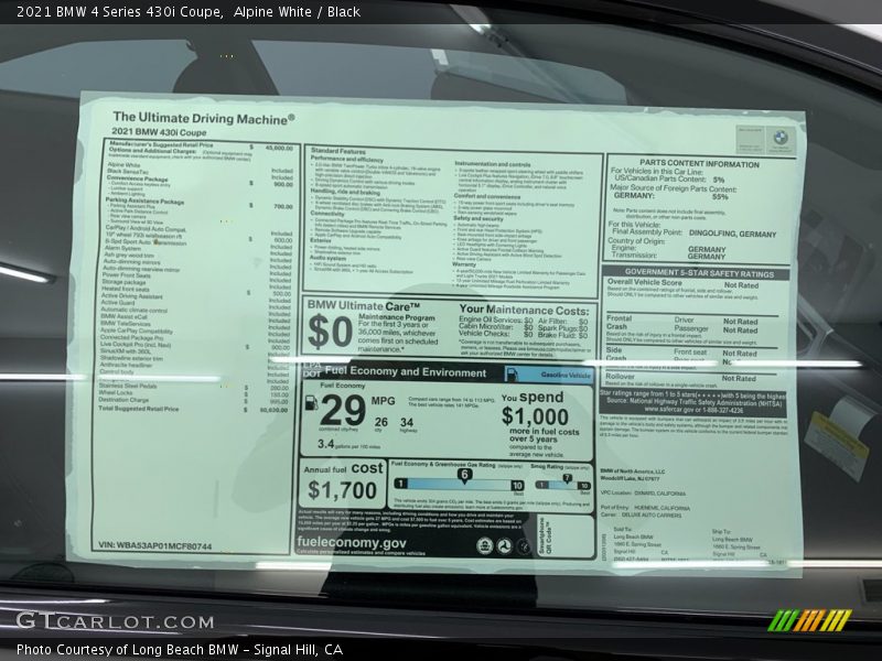 Alpine White / Black 2021 BMW 4 Series 430i Coupe