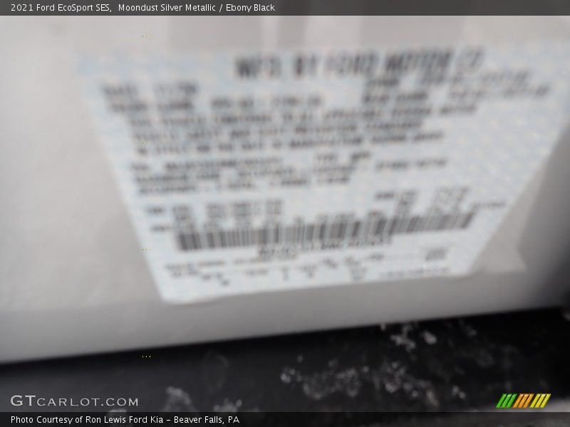 Moondust Silver Metallic / Ebony Black 2021 Ford EcoSport SES