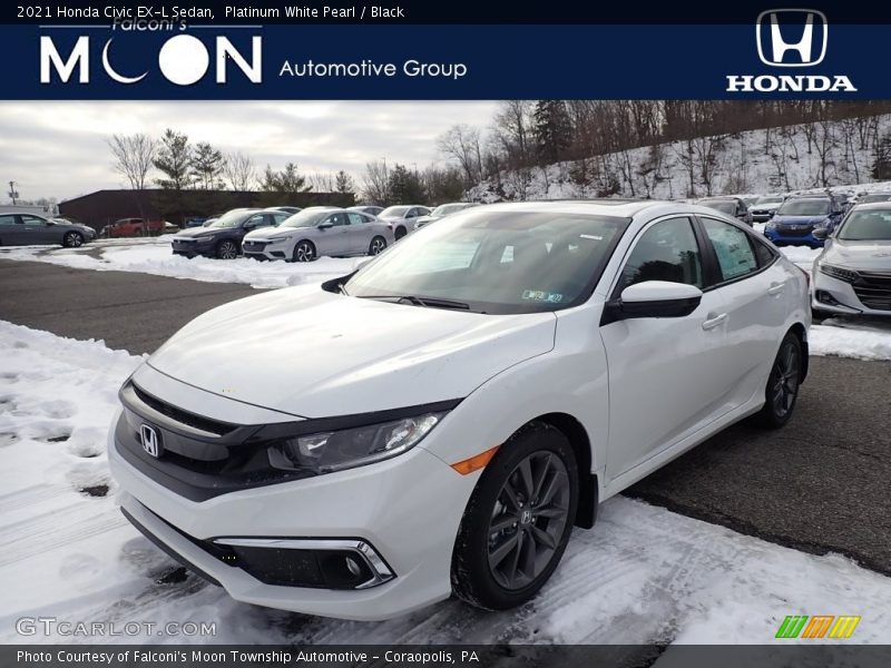 Platinum White Pearl / Black 2021 Honda Civic EX-L Sedan