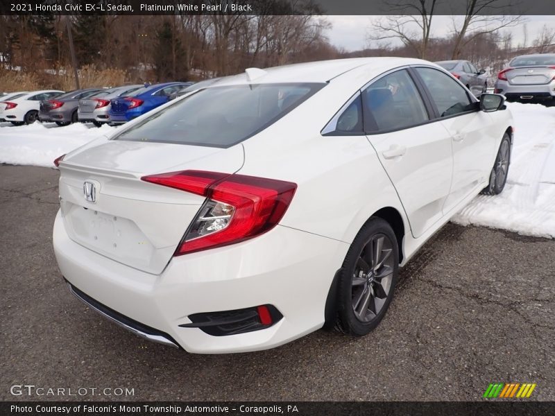 Platinum White Pearl / Black 2021 Honda Civic EX-L Sedan