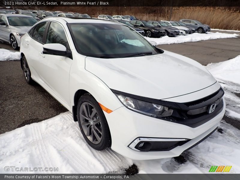Platinum White Pearl / Black 2021 Honda Civic EX-L Sedan