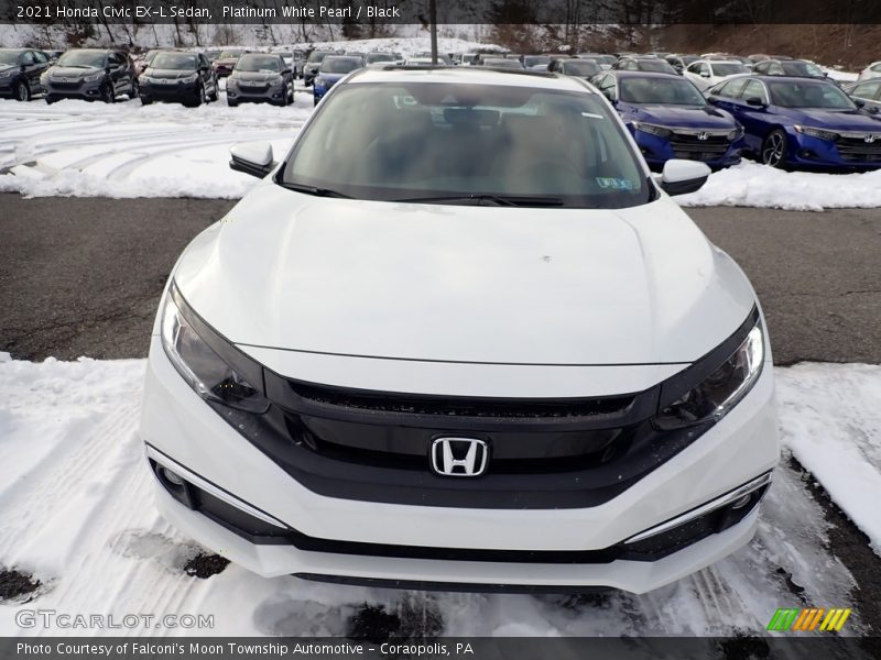 Platinum White Pearl / Black 2021 Honda Civic EX-L Sedan