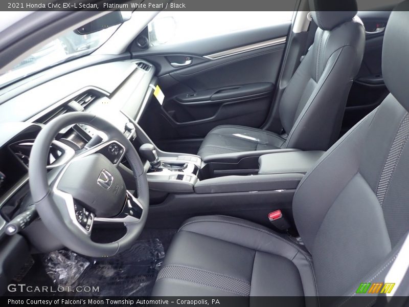 Platinum White Pearl / Black 2021 Honda Civic EX-L Sedan