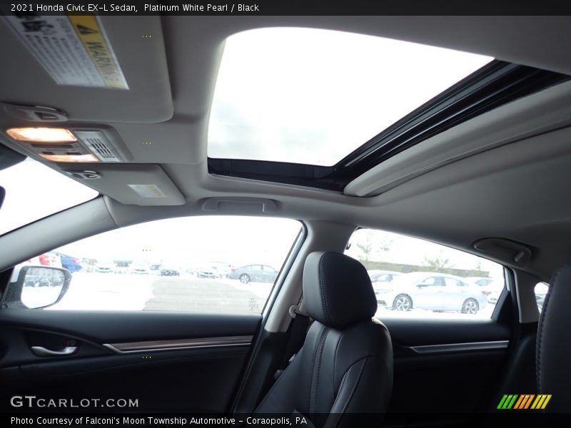 Platinum White Pearl / Black 2021 Honda Civic EX-L Sedan