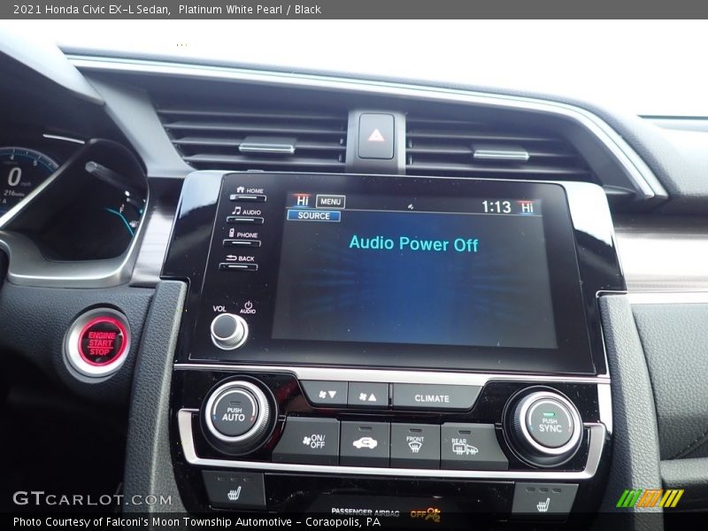 Platinum White Pearl / Black 2021 Honda Civic EX-L Sedan